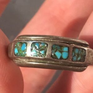 Native American turquoise inlay silver Ring